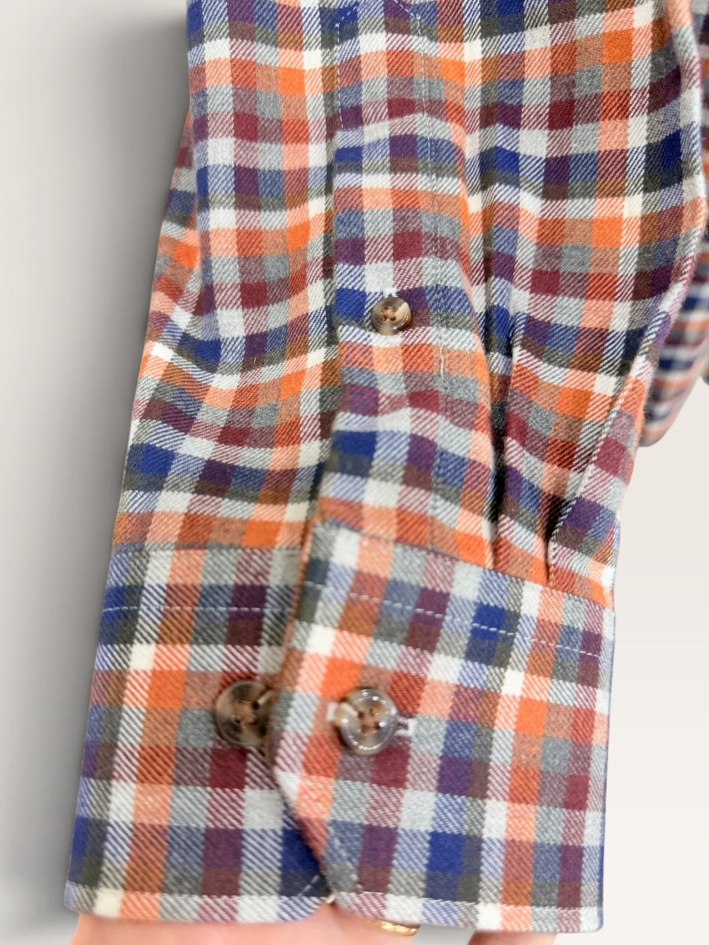 Hart Schaffner Marx Canclini 100% Cotton Plaid Flannel Button Down Shirt $150 - Picture 4 of 12